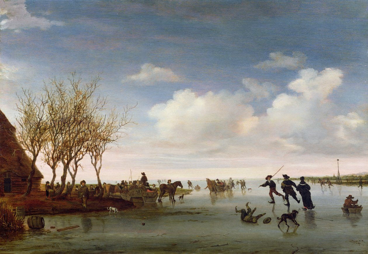 Holenderski krajobraz z łyżwiarzami autorstwa Salomon van Ruisdael or Ruysdael