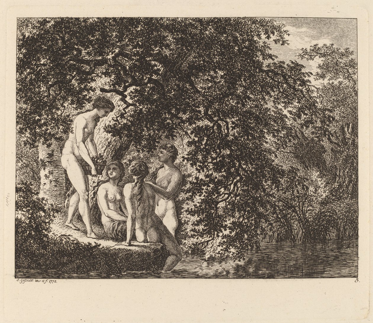 Dziewczyna niosąca kosz owoców, 1770. autorstwa Salomon Gessner
