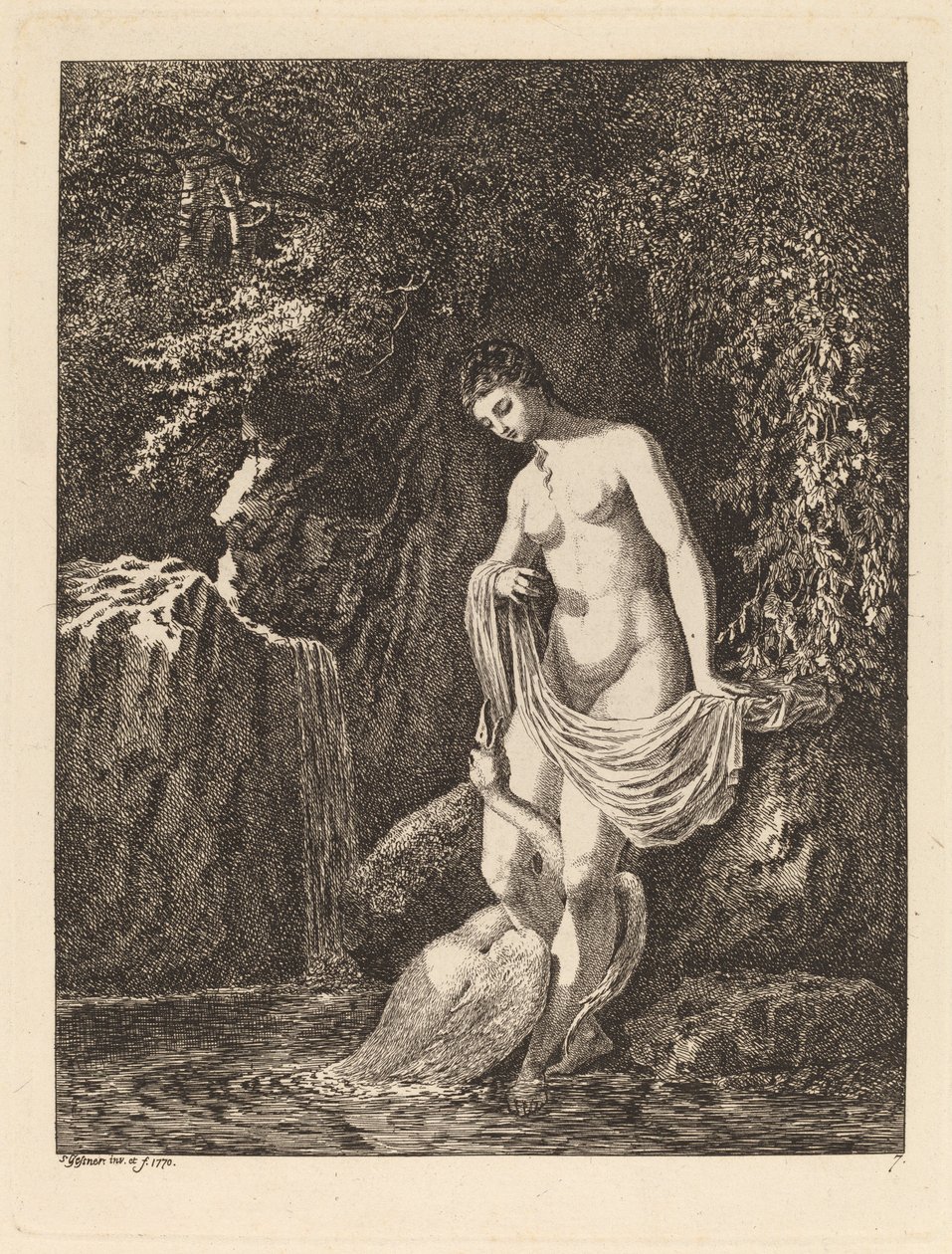 Leda i łabędź, 1770. autorstwa Salomon Gessner