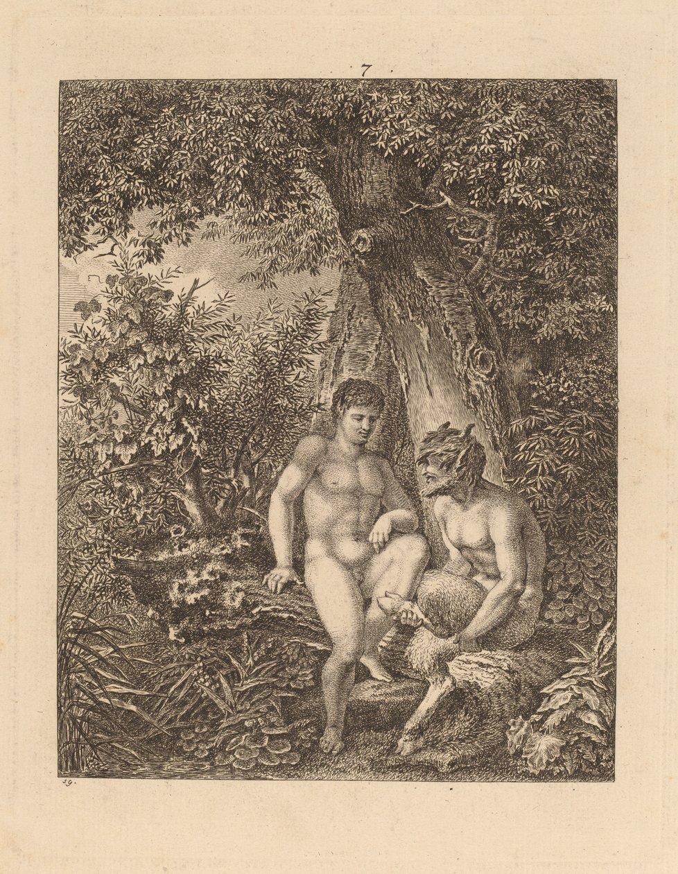 Dwóch satyrów w lesie, 1777. autorstwa Salomon Gessner
