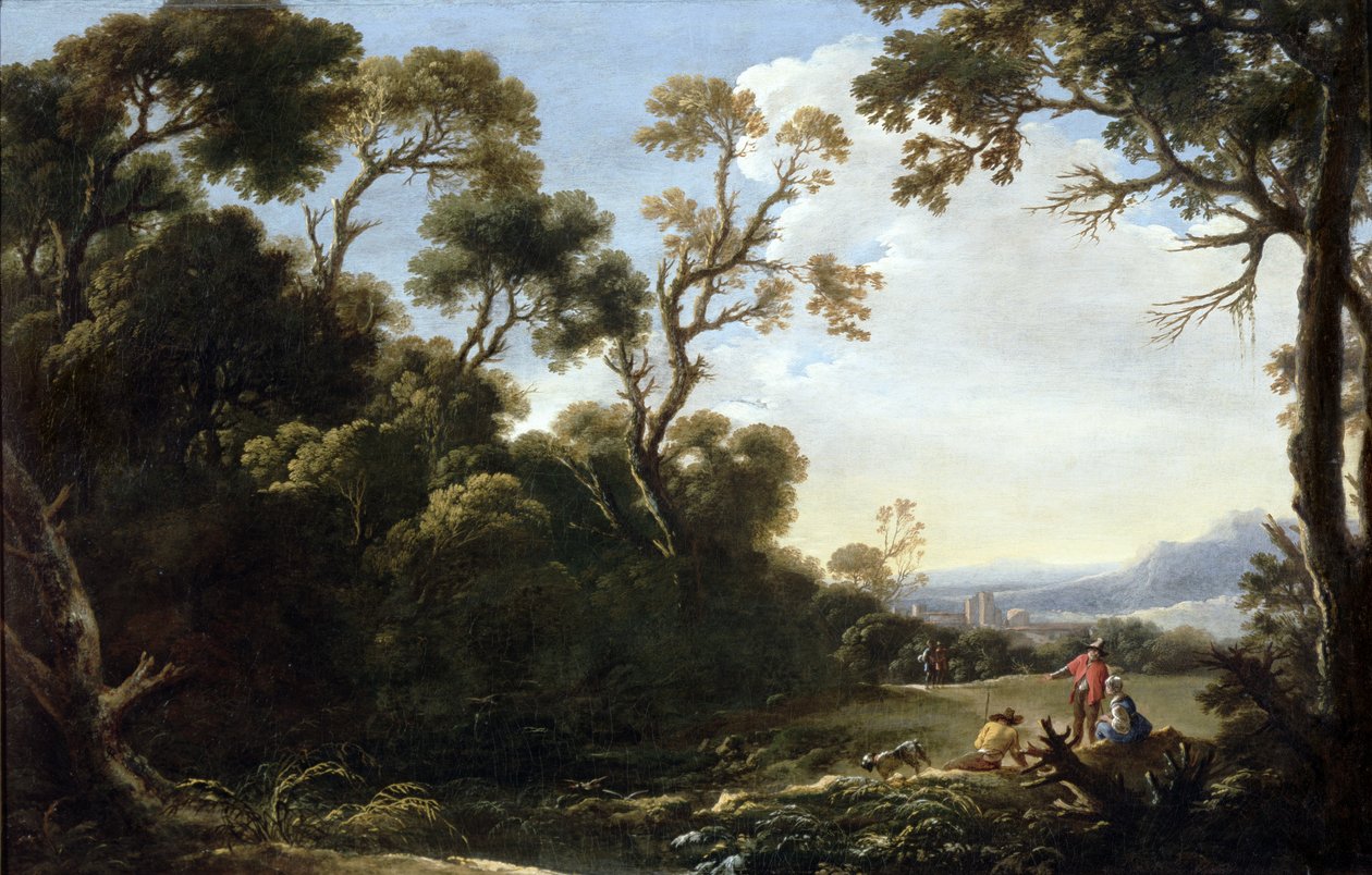 Zalesiony krajobraz autorstwa Salvator Rosa