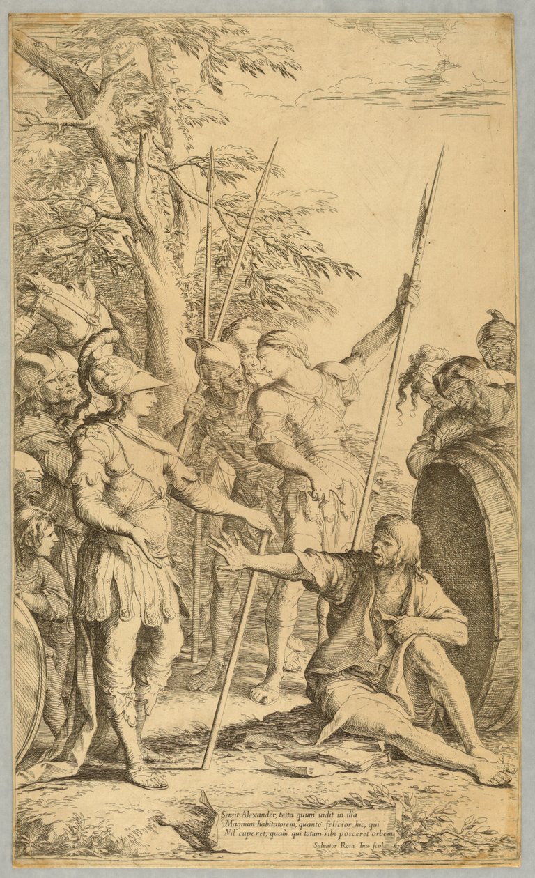 Aleksander z wizytą u Diogenesa autorstwa Salvator Rosa