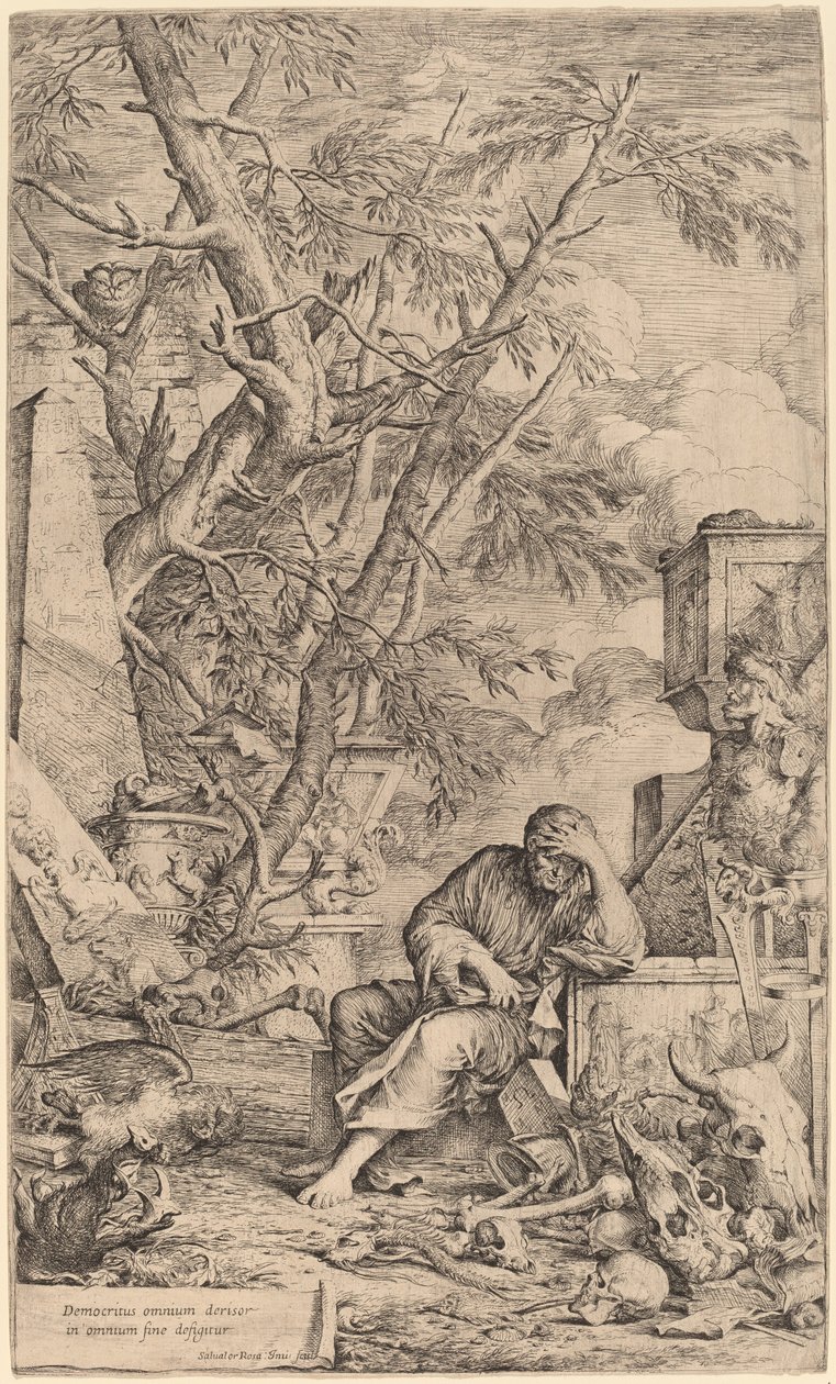 Demokryt w medytacji autorstwa Salvator Rosa