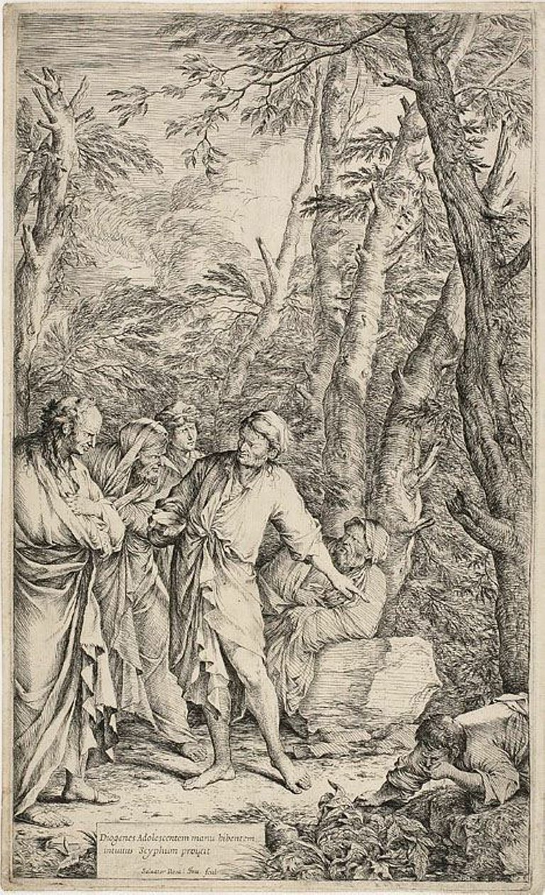 Diogenes odrzuca swoją miskę autorstwa Salvator Rosa