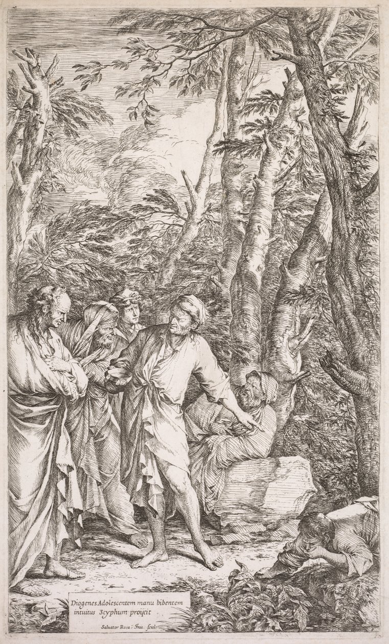 Diogenes i jego kielich, 1662. autorstwa Salvator Rosa