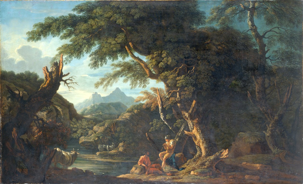 „Merkury i drwal”, 1635-1673 autorstwa Salvator Rosa