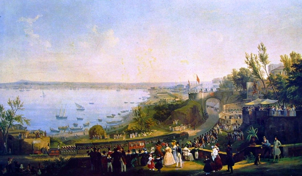 Inauguracja kolei Neapol-Portici, 1840. autorstwa Salvatore Fergola