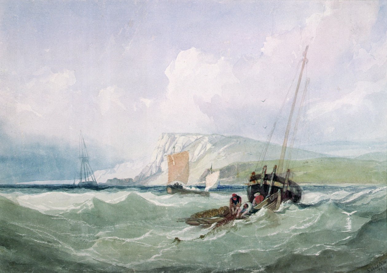 Łodzie rybackie przy Eastbourne autorstwa Samuel Austin