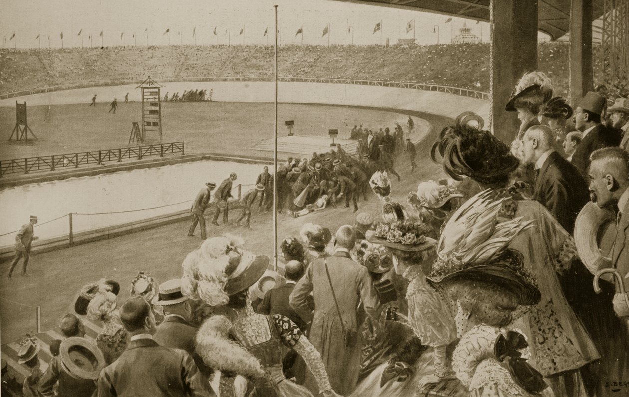 Finisz biegu maratońskiego, Igrzyska Olimpijskie, 1908 autorstwa Samuel Begg