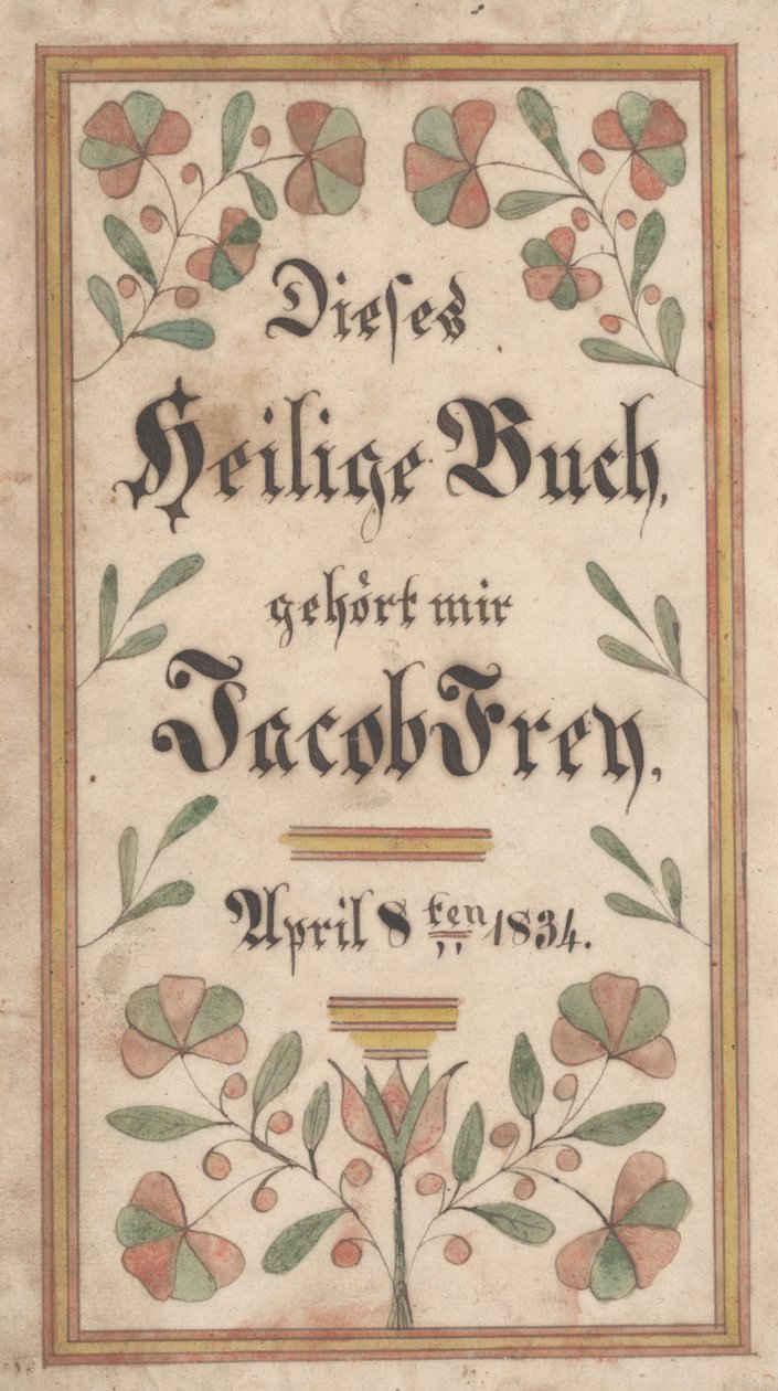 Ekslibris Jacoba Freya, 1834 (tusz i kolor na papierze) autorstwa Samuel Bentz