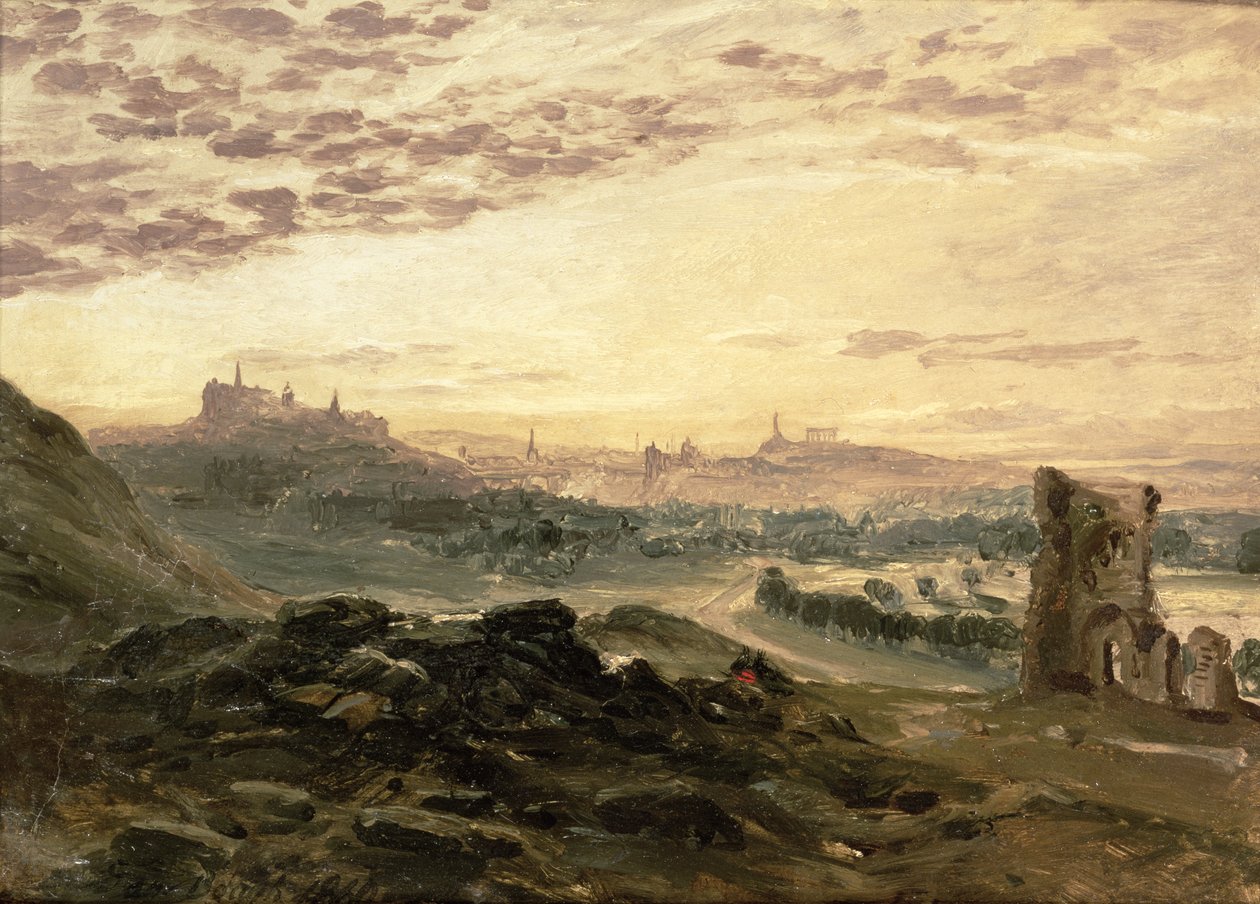 Panoramiczny widok na Edynburg autorstwa Samuel Bough