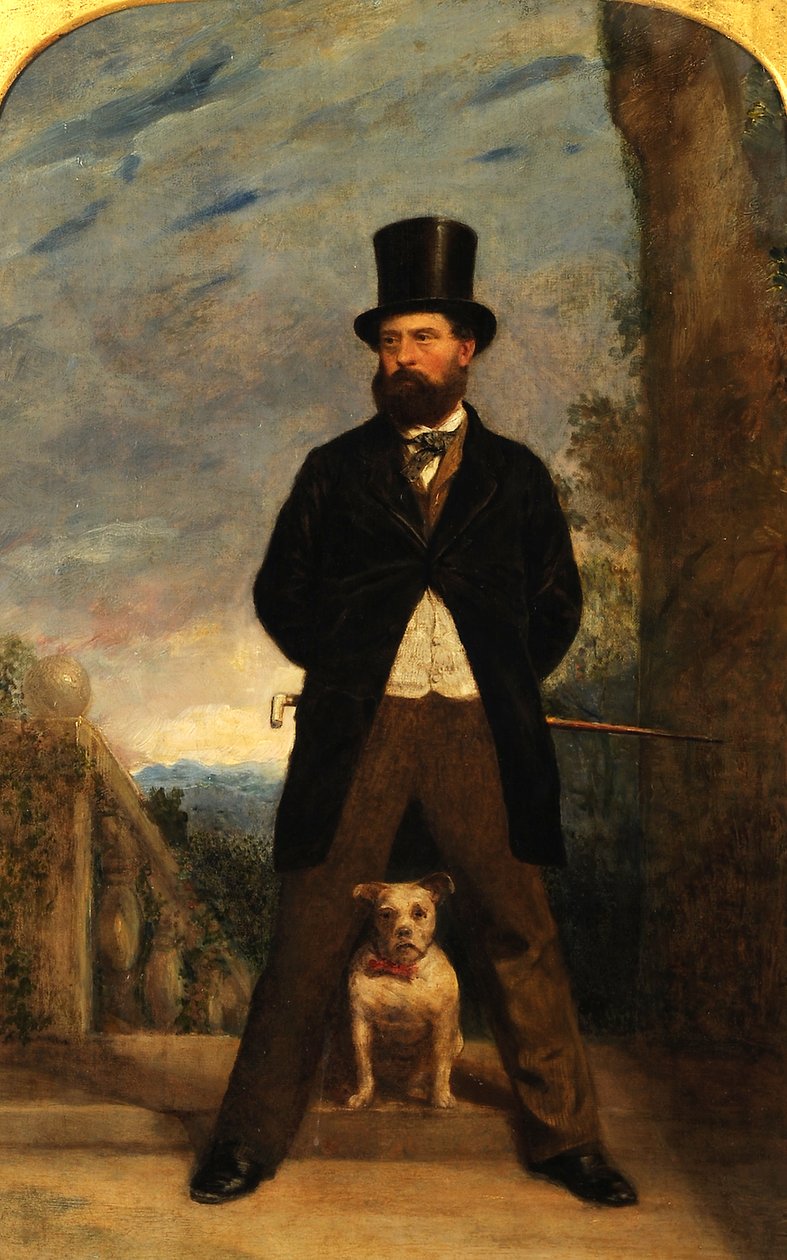 Autoportret z psem, Madame Sacchi, ok. 1866 r. autorstwa Samuel Bough