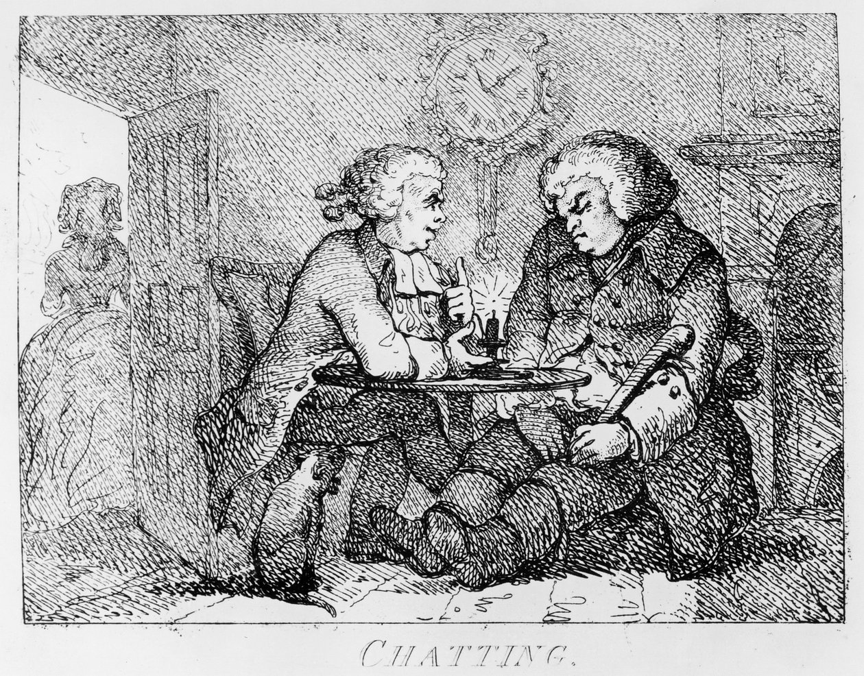Rozmowa, ilustracja z „Picturesque Beauties of Boswell, Part the First”, wyryta przez Thomasa Rowlandsona, 1786 autorstwa Samuel Collings