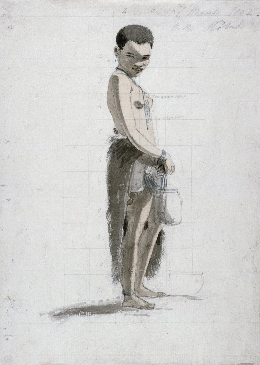 Korah Dziewczyna ze słojem, 1802 (wc i grafit na papierze) autorstwa Samuel Daniell