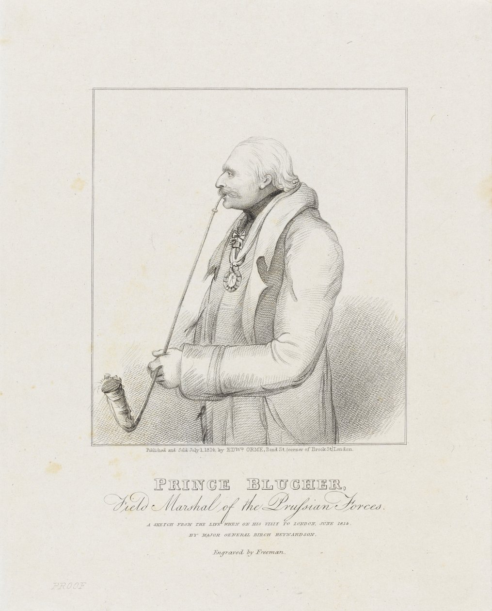 Prince Blucher, feldmarszałek wojsk pruskich, 1814 (druk) autorstwa Samuel Freeman