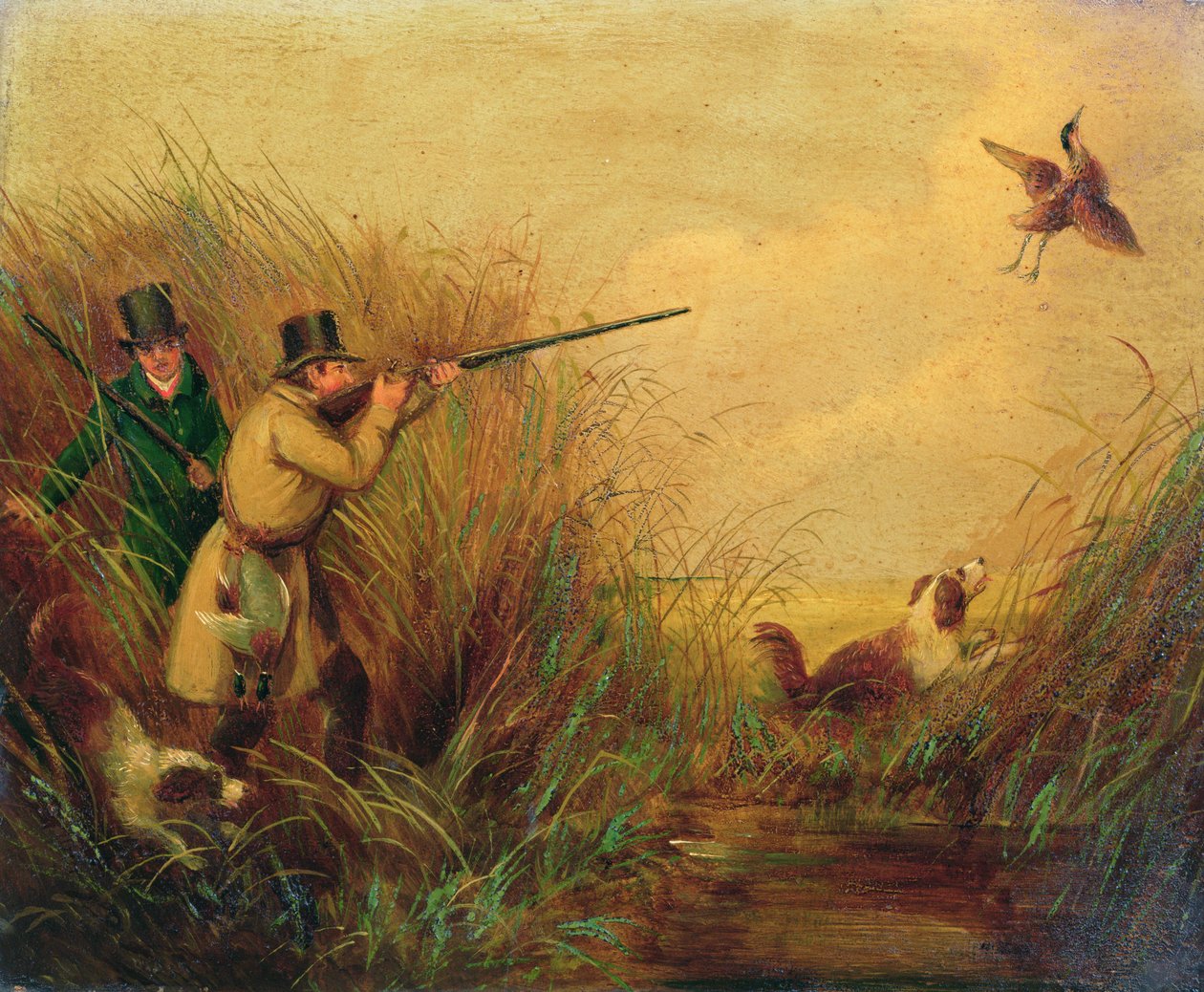 Strzelanie do kaczek wśród trzcin autorstwa Samuel John Egbert Jones