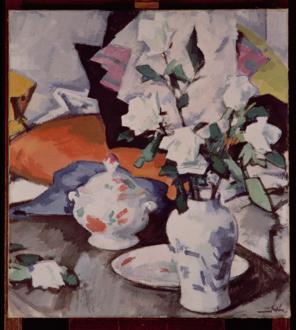 Białe róże w wazonie autorstwa Samuel John Peploe