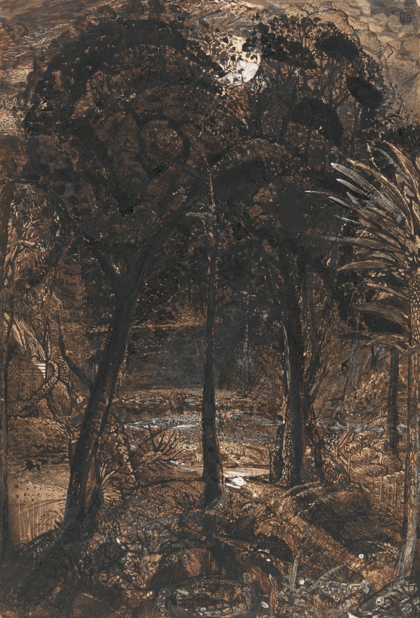 Scena księżycowa z krętą rzeką autorstwa Samuel Palmer