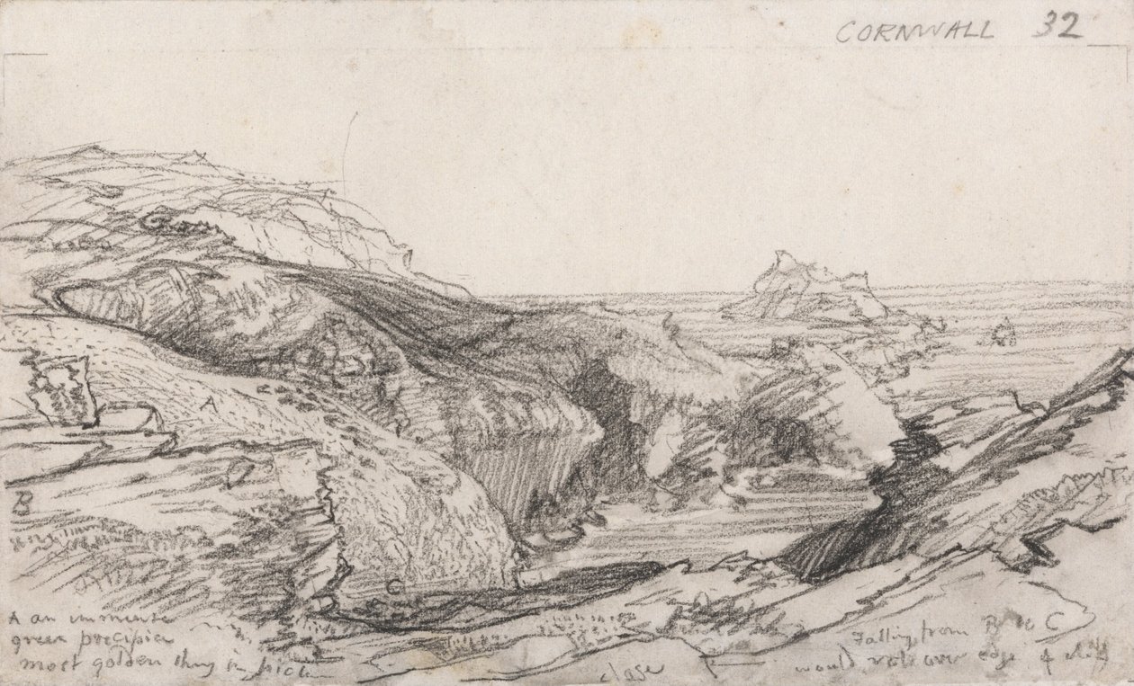 Strona z kornwalijskiego szkicownika – Cornwall 32 autorstwa Samuel Palmer