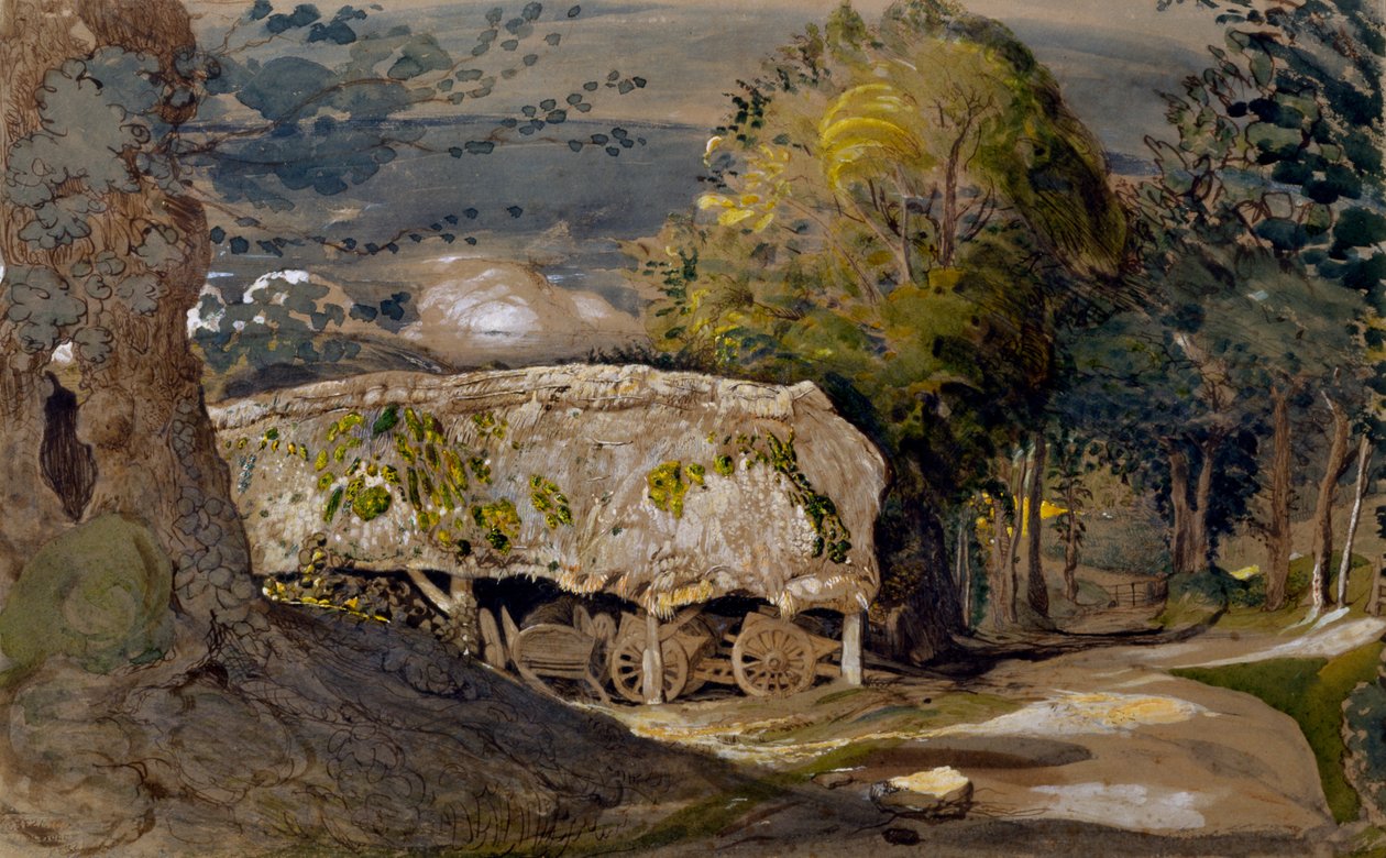 Krajobraz ze stodołą, Shoreham, Kent autorstwa Samuel Palmer