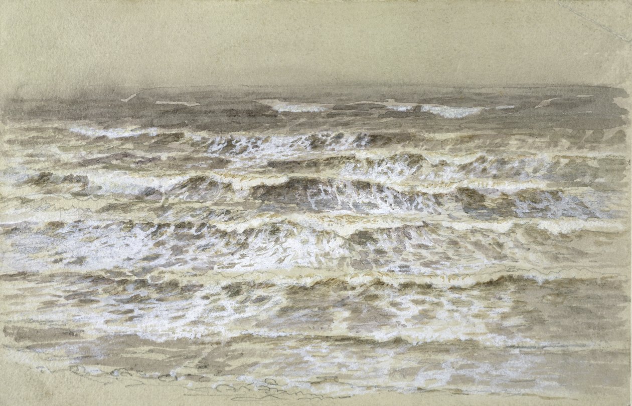 Study of Waves (pranie szare i brązowe, gwasz i grafit na papierze) autorstwa Samuel Palmer