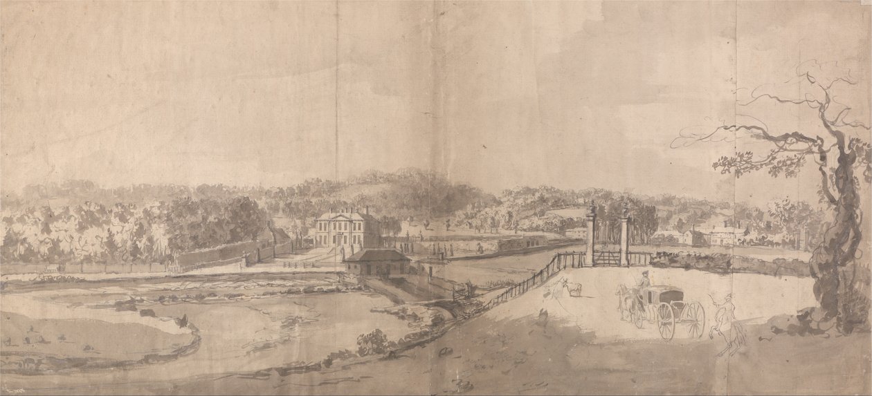 Widok na posiadłość w Eshott Hall, Yorkshire autorstwa Samuel Scott