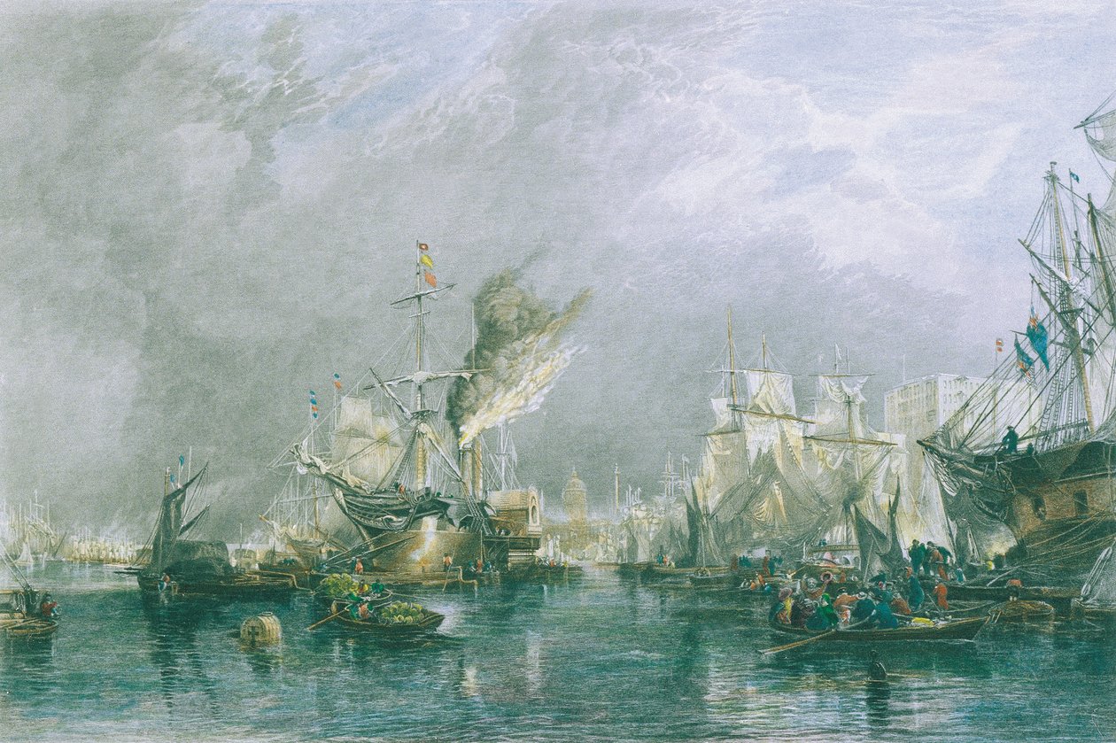 Żegluga w londyńskim basenie autorstwa Samuel Bough