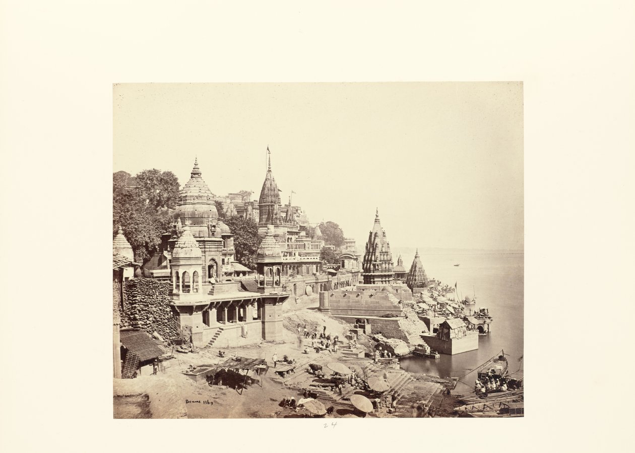 Benares; Płonący Ghat autorstwa Samuel Bourne