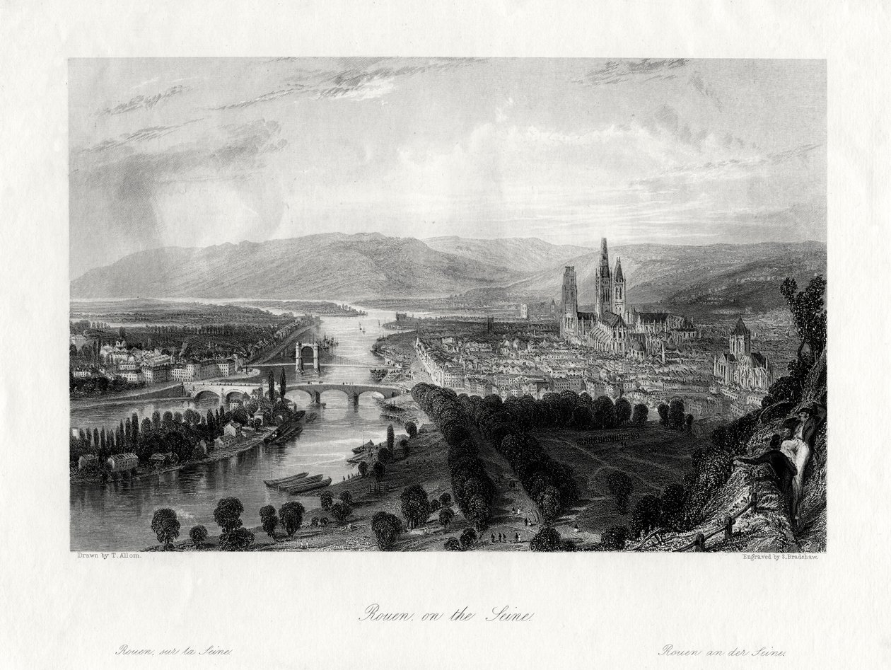 Rouen nad Sekwaną, Francja, 1875 autorstwa Samuel Bradshaw