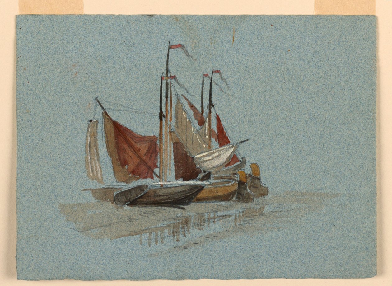 Rysunek, Szkice. Rybackie łodzie żaglowe, 1872 r. autorstwa Samuel Colman