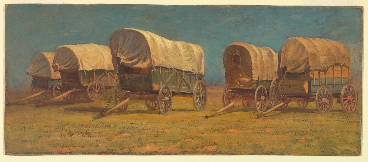 Rysunek, studium, wagony kryte, prawdopodobnie 1871 r. autorstwa Samuel Colman