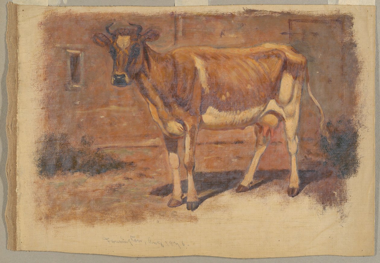 Studium stojącej krowy, Farmington autorstwa Samuel Colman