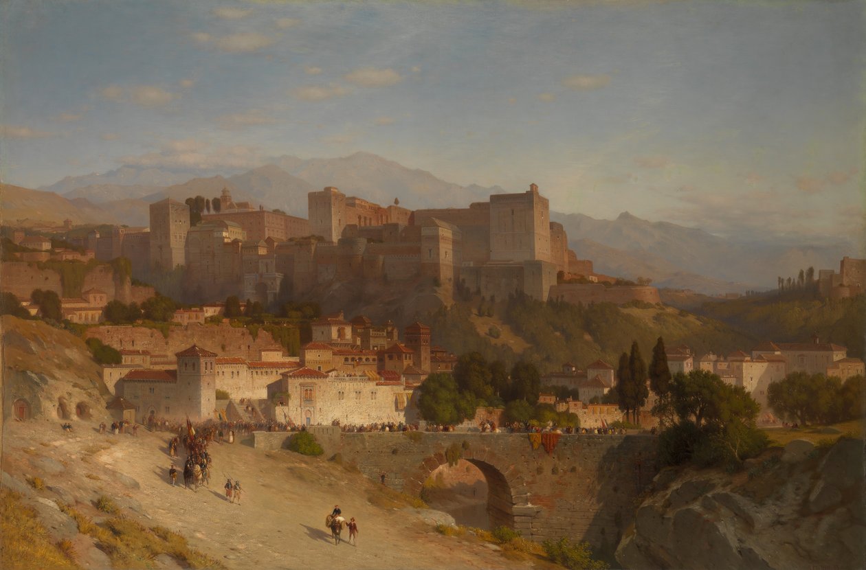 Wzgórze Alhambra, Granada, 1865. autorstwa Samuel Colman