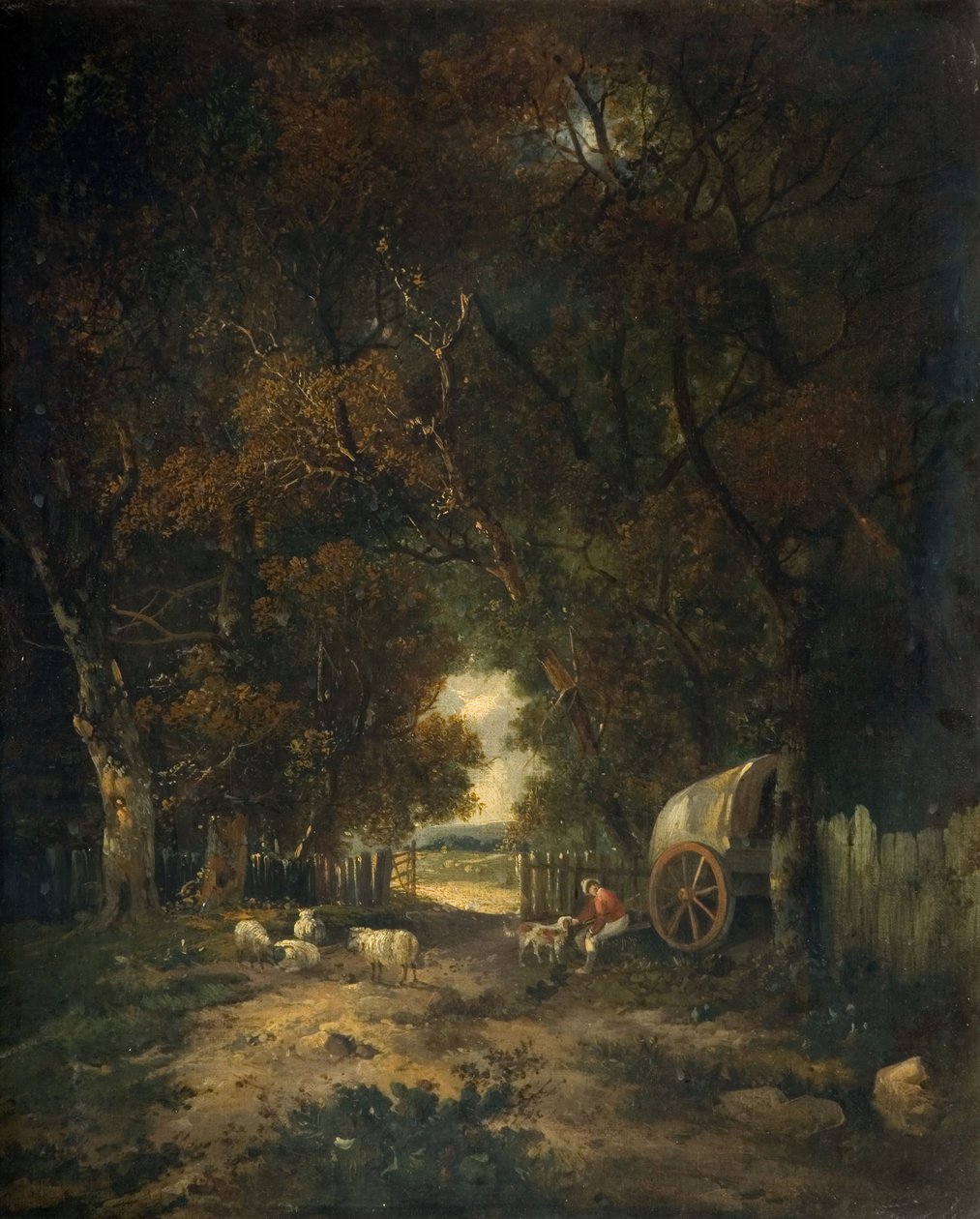 Spacer po drzewie orzechowym, Earlham, 1836-63. autorstwa Samuel David Colkett