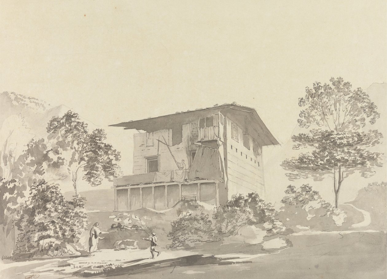 W wiosce niedaleko Tassisudon [Tashicho Dzong] autorstwa Samuel Davis