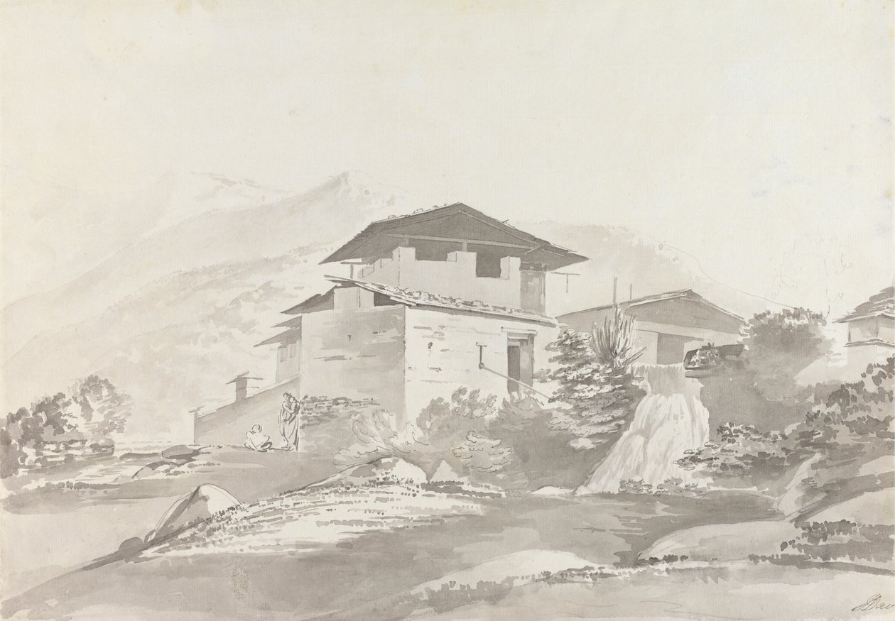 W pobliżu Tassisudon [Tashicho Dzong] autorstwa Samuel Davis