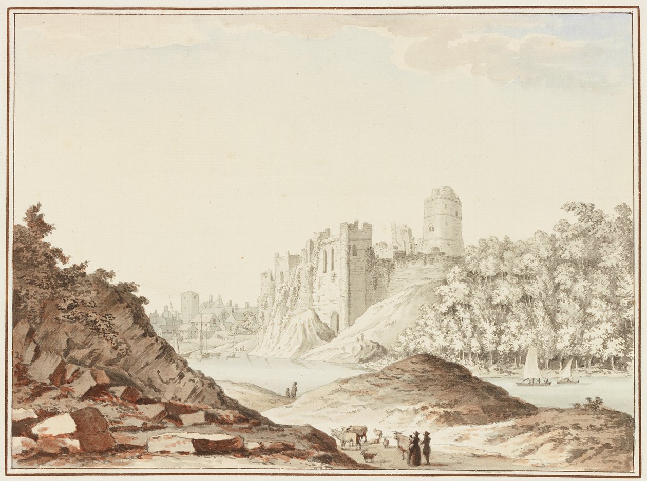 Zamek Pembroke (wc na papierze czerpanym) autorstwa Samuel Hieronymous Grimm