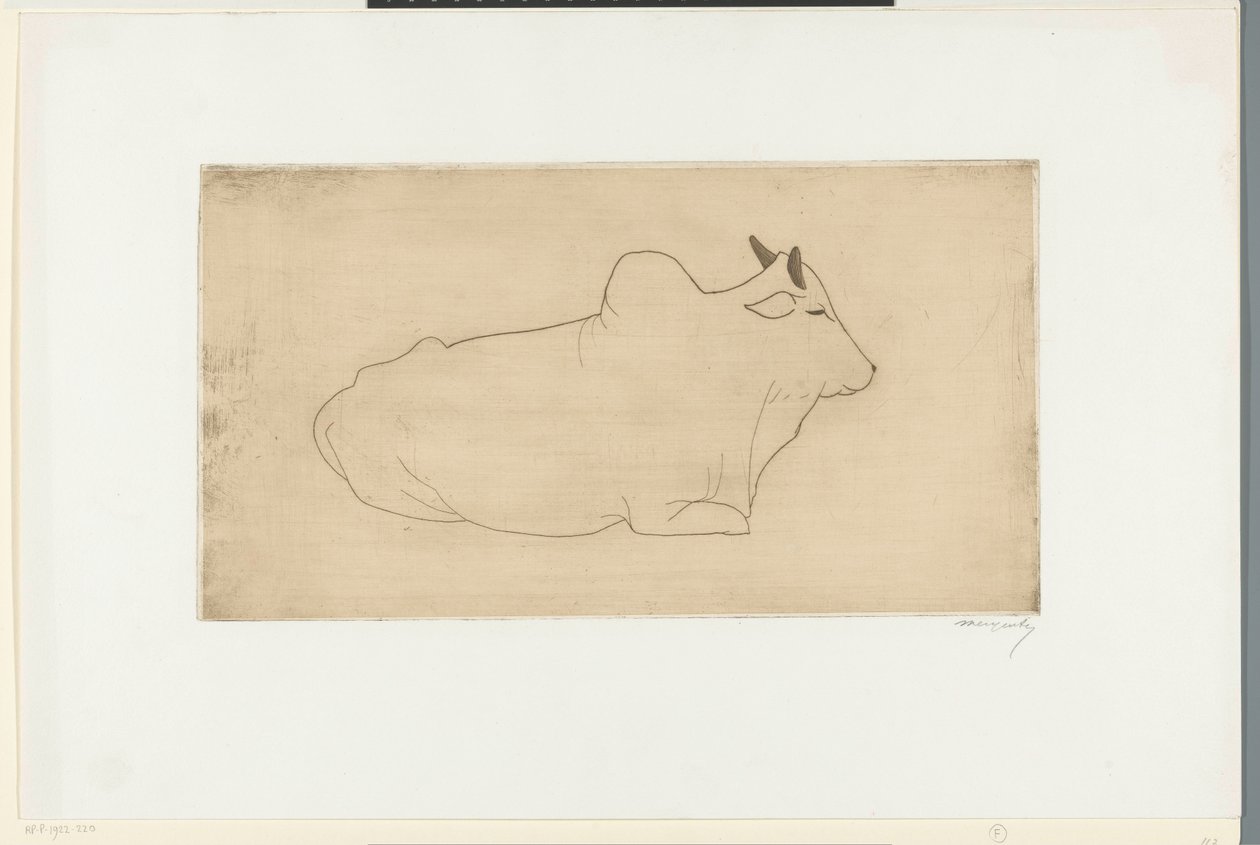 Leżący zebu autorstwa Samuel Jessurun de Mesquita (signed by artist)
