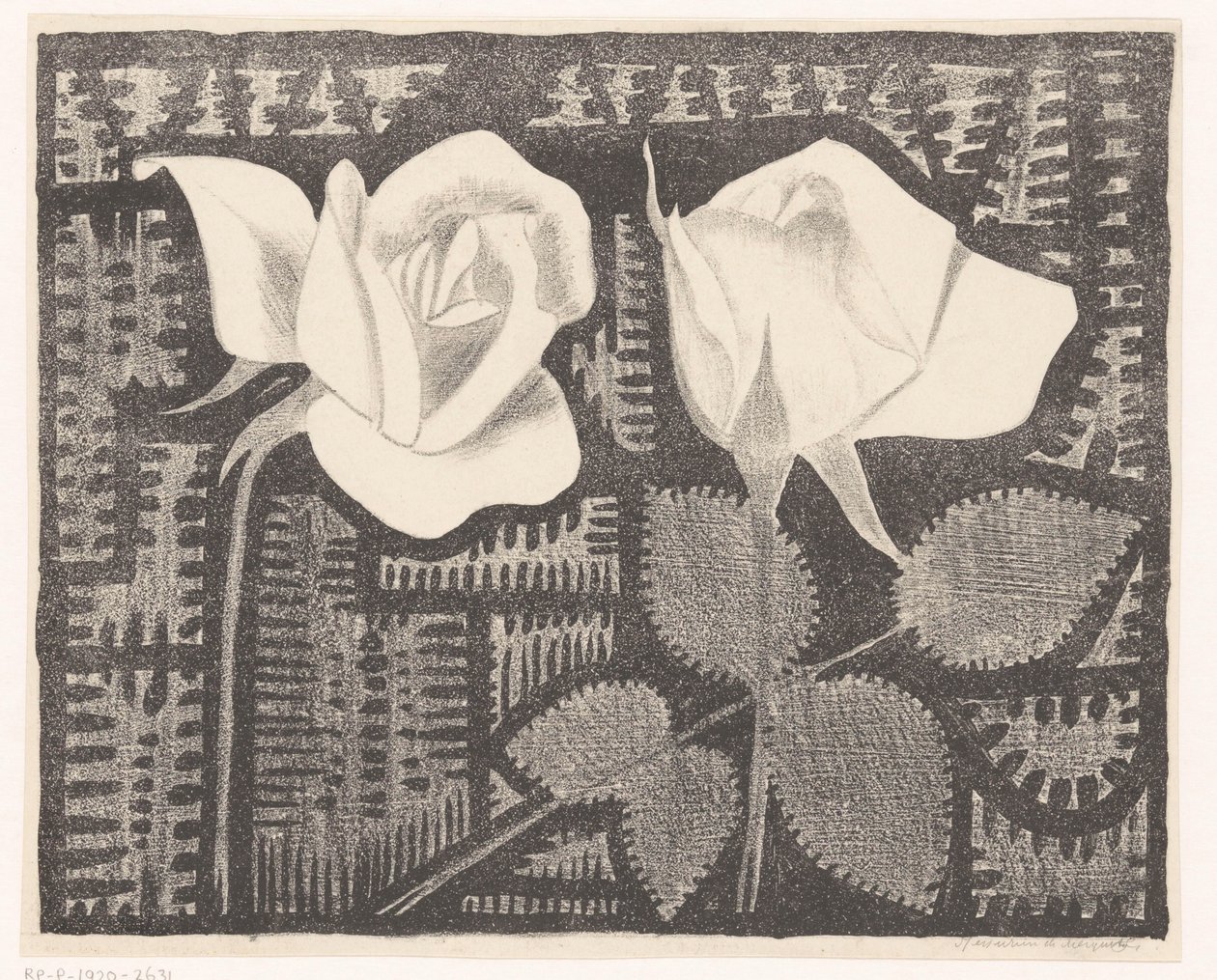 Dwie róże autorstwa Samuel Jessurun de Mesquita (signed by artist)