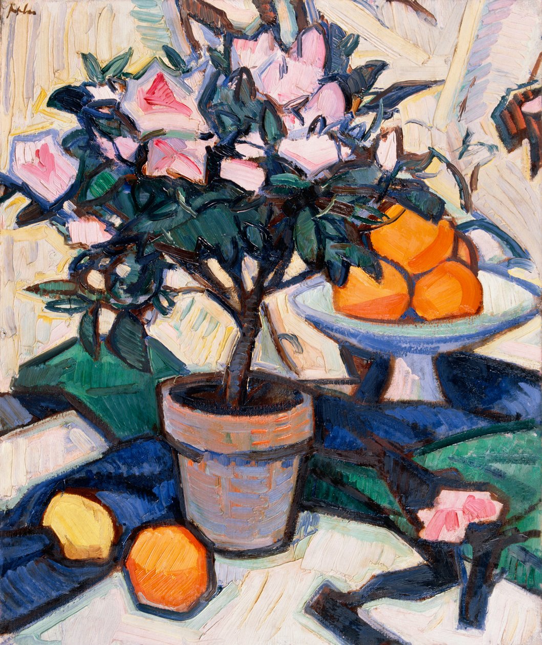 Różowa Azalia i Pomarańcze, ok. 1913 autorstwa Samuel John Peploe