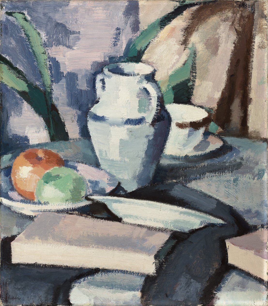 Martwa natura z wazą i książkami, autorstwa Samuel John Peploe