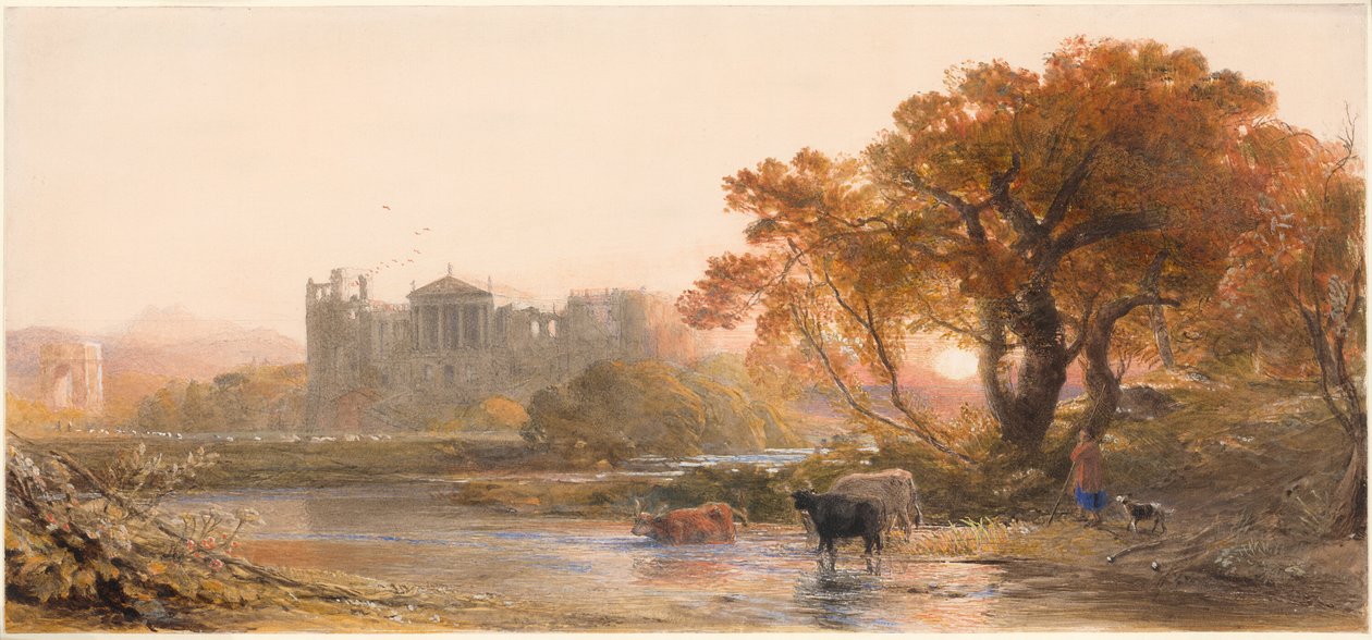 Wieczór we Włoszech — opuszczona willa autorstwa Samuel Palmer