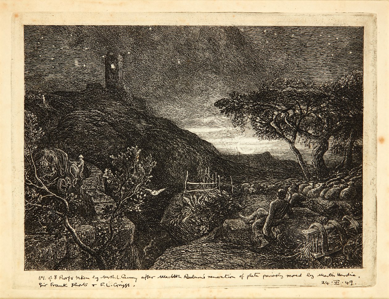 Samotna Wieża (akwaforta) autorstwa Samuel Palmer