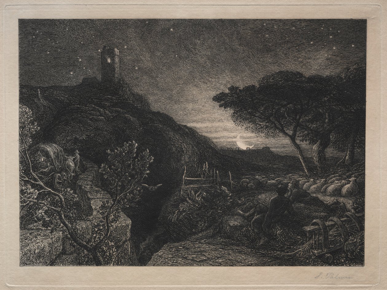 Samotna Wieża. autorstwa Samuel Palmer