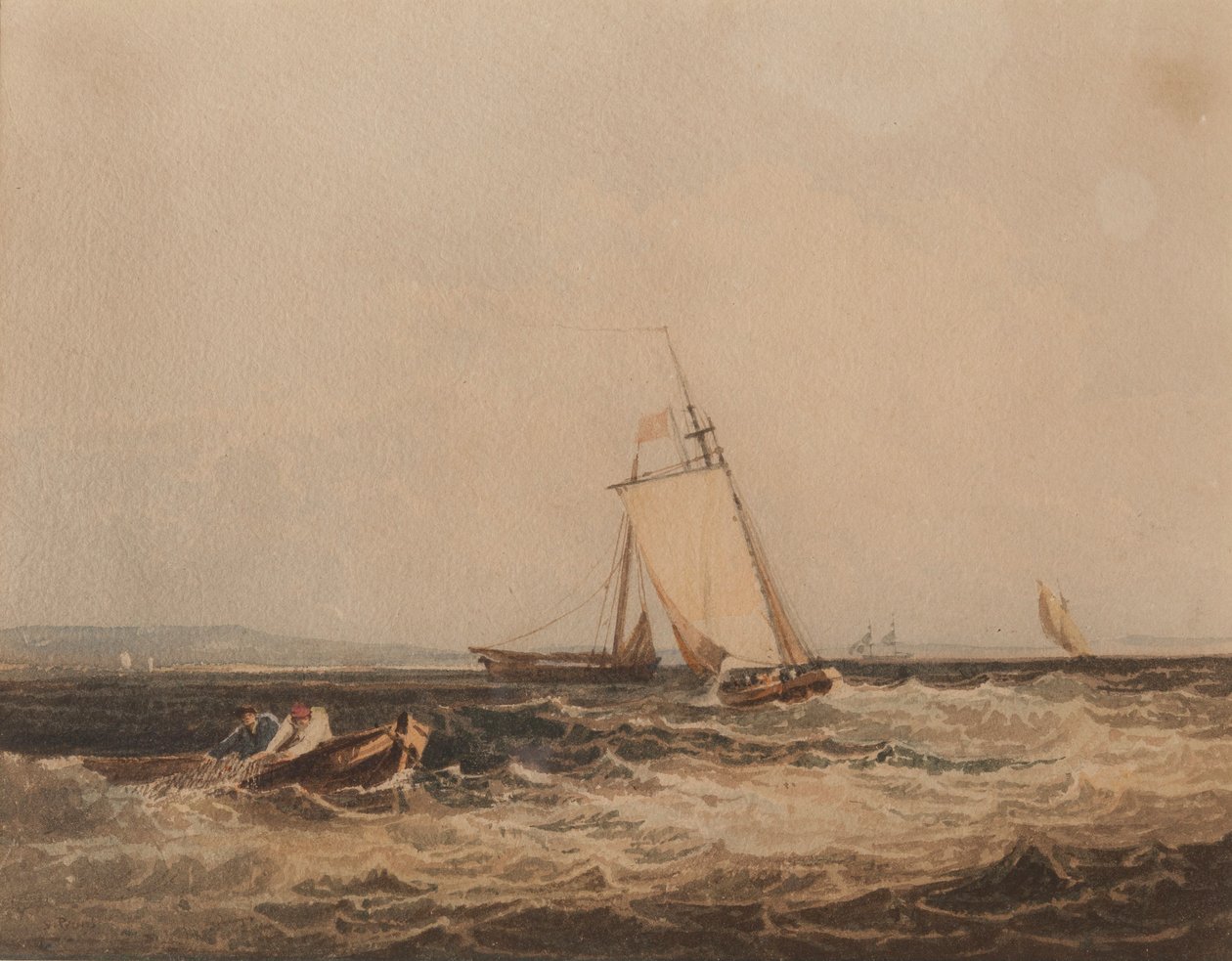 Łodzie rybackie, ok. 1820 (akwarela na papierze) autorstwa Samuel Prout