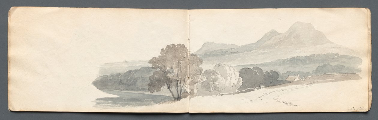 Szkicownik: Wzgórza Eildon, 1814. autorstwa Samuel Prout