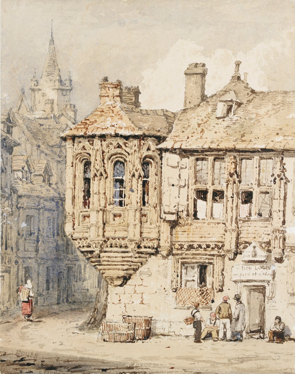 Scena uliczna w Rouen, początek XIX wieku autorstwa Samuel Prout