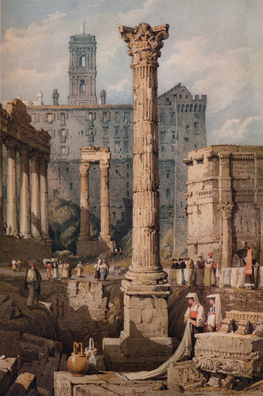 Widok na Forum, Rzym, ok. 1823 r. autorstwa Samuel Prout