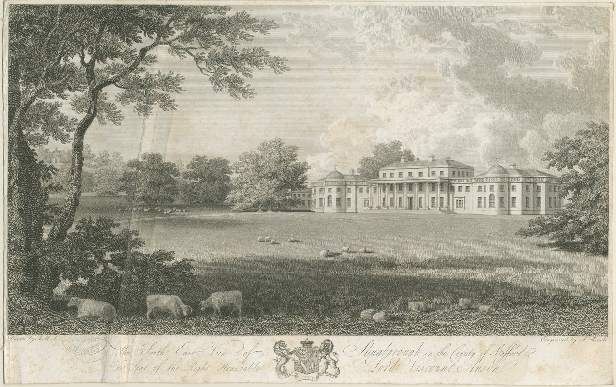 Shugborough Hall: grawerowanie, bd [ok. 1802] autorstwa Samuel Rawle