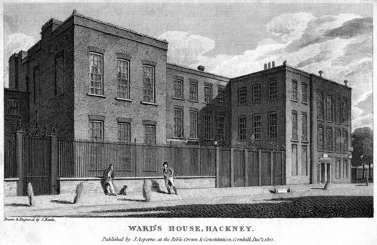 Wards House, Hackney, Londyn, 1805. autorstwa Samuel Rawle